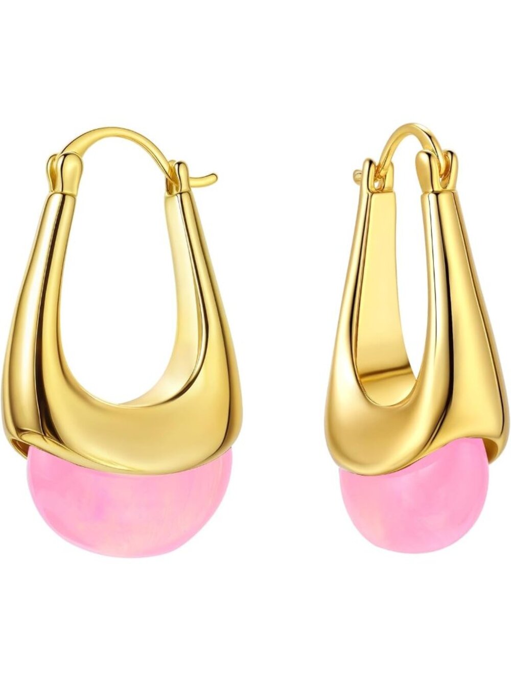 Vintage Chunky Gold Hoops Earrings for Women, Gold Dangle Drop Earrings
